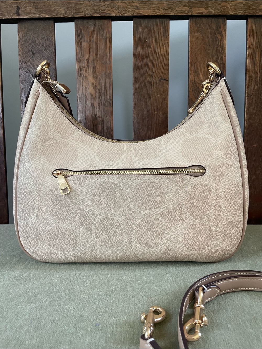 COACH Teri Hobo Signature canvas in sand / tan with gold hardware / CAA69 - Picture 4 of 10